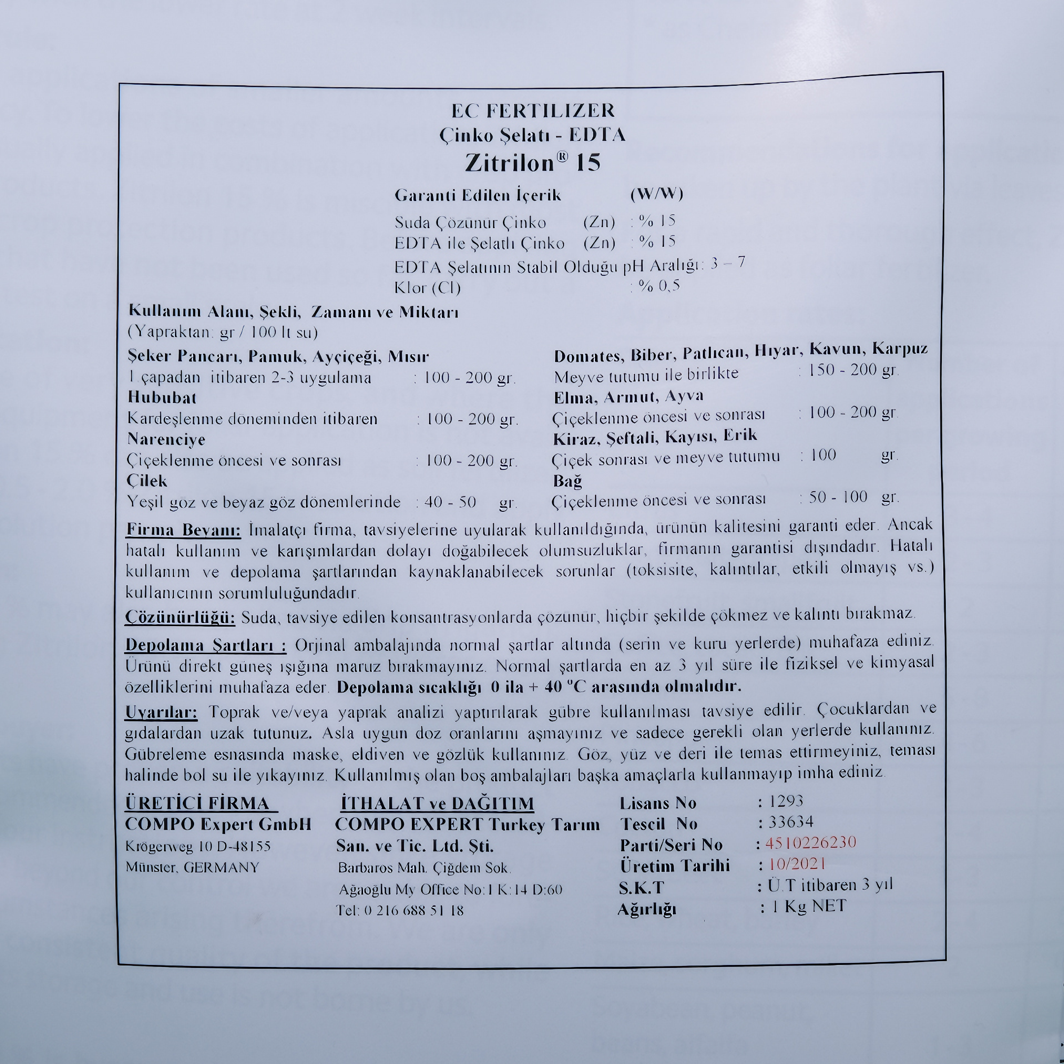 Compo Zitrilon 15 Çinko